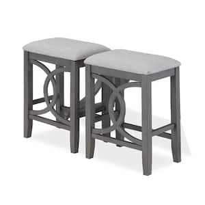 New Classic Furniture Bella 25.25 in. Gray Wood Counter Stool with Polyester Seat (Set of 2)