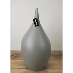15.5 in. Height Light Gray Matte Dame Ceramic Vase