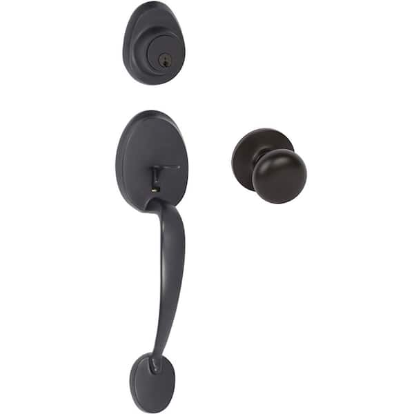 DELANEY HARDWARE Tralee Black Single Cylinder Deadbolt Entry Door Handleset