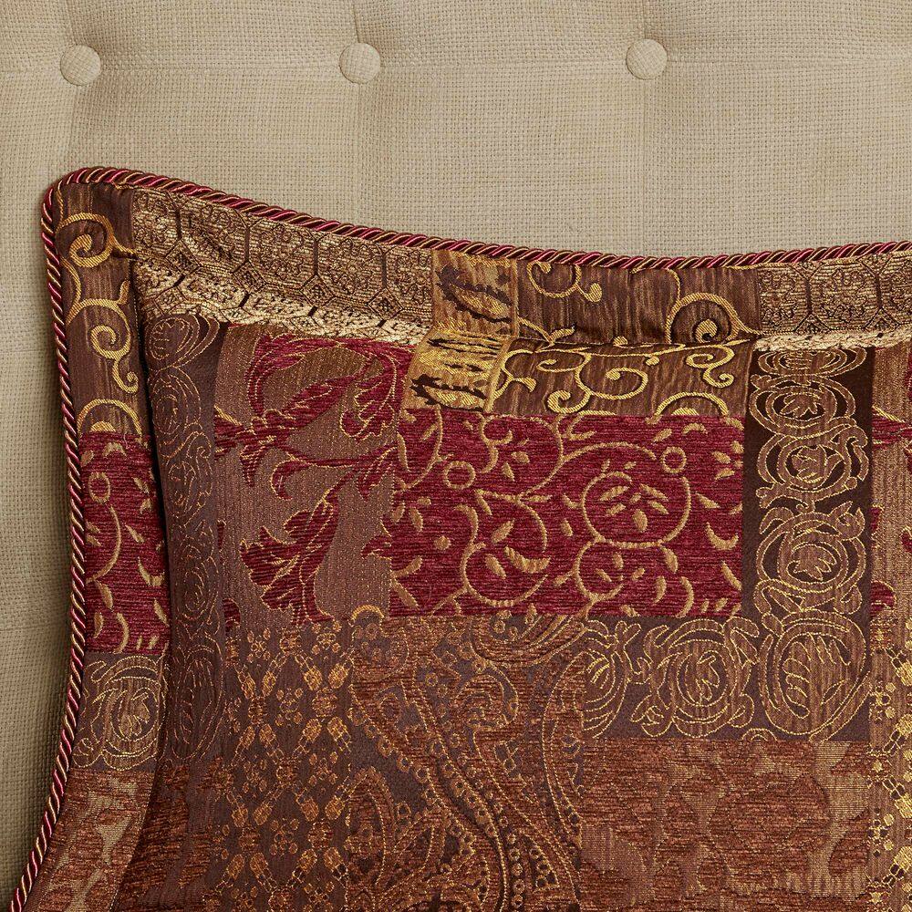Queen Red Microfiber Patchwork Comforter Set with Shams and Bed Skirt