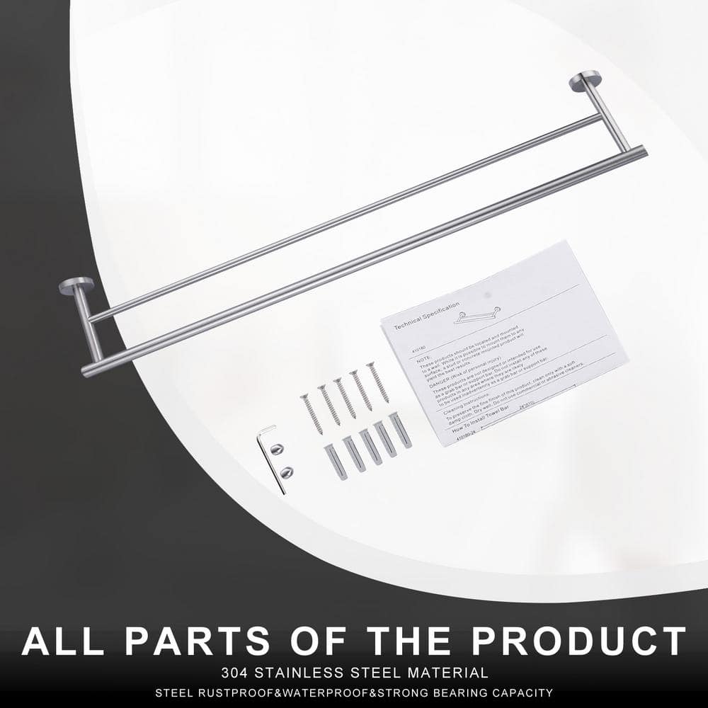 36 Inch Brushed Nickel Stainless Steel Double Towel Bar