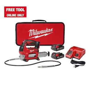 M18 18V Lithium-Ion Cordless Grease Gun 2-Speed with (2) 1.5Ah Batteries, Charger, Tool Bag