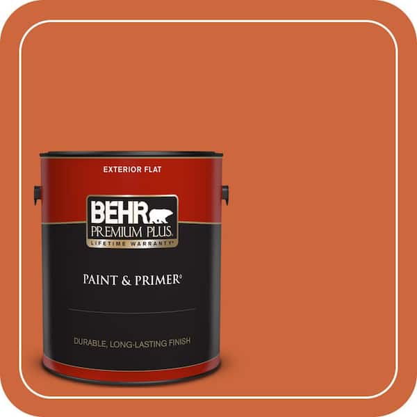BEHR PREMIUM PLUS 1 gal. #S-H-250 Pumpkin Patch Flat Exterior Paint & Primer