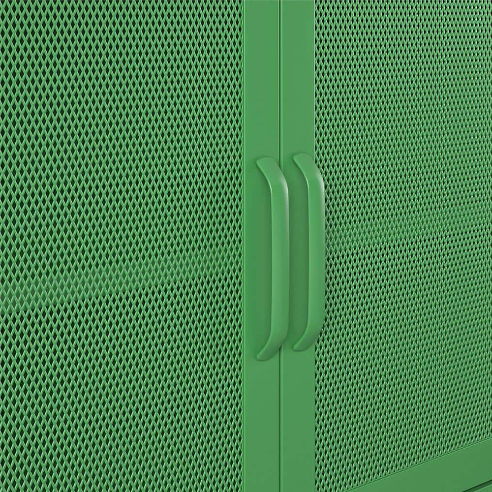 Kelly Green Metal 2 Door Storage Cabinet with Mesh Doors