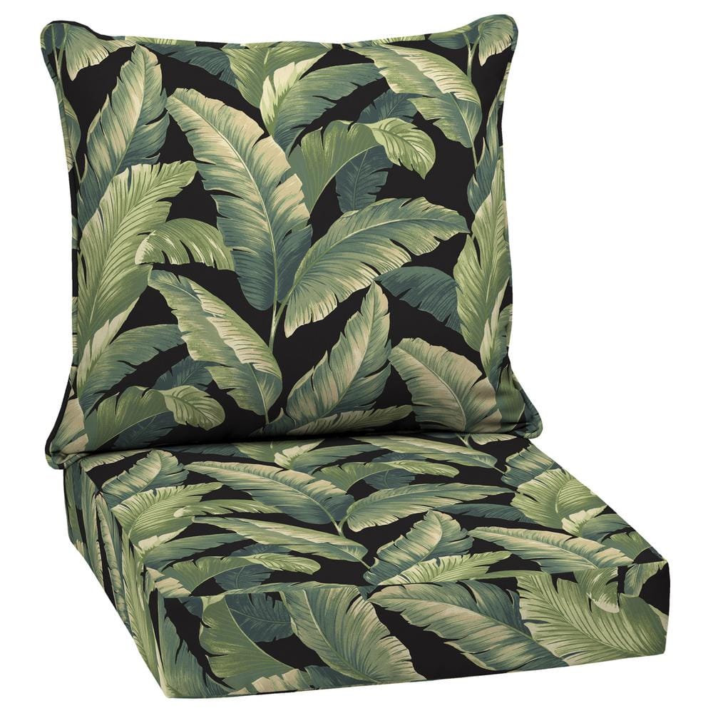 Arden 24"x24" Tropical Leaf Print Outdoor Chair Cushion Set