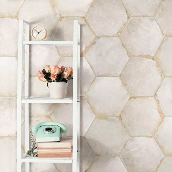 D'Anticatto Hex Bianco 11 in. x 12-3/4 in. Porcelain Floor and Wall Tile (11.25 sq. ft./Case)