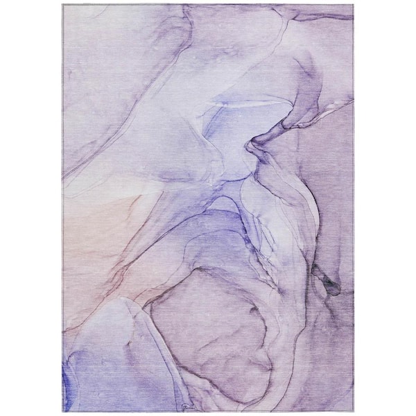 HomeRoots Gray and Purple 9 ft. x 12 ft. Abstract Indoor / Outdoor Area Rug