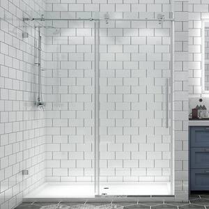 60 in. W x 74 in. H Sliding Frameless Shower Door in Chorme with Clear Glass
