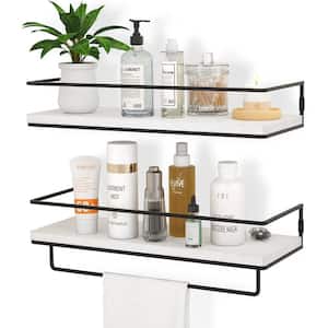 15.75 in. W x 2.28 in. H x 5.71 in. D Bathroom Shelves Over The Toilet Storage, with Adjustable Shelves,Black and White