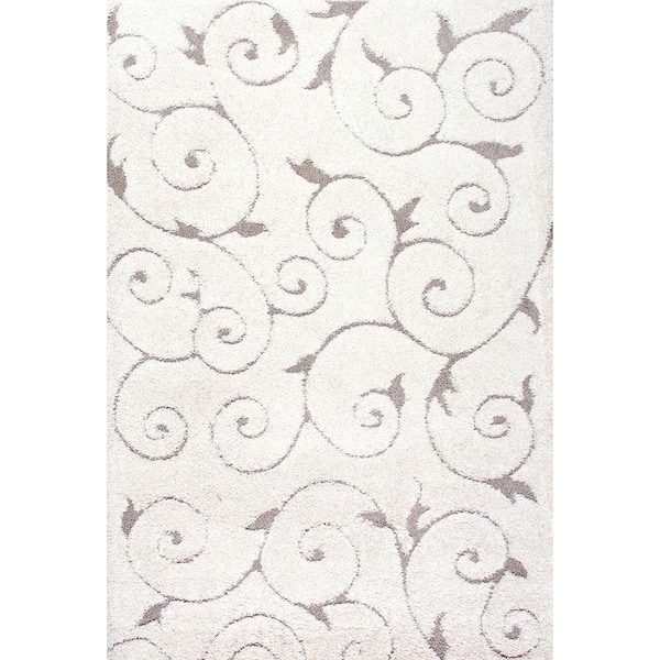 nuLOOM Maisha Abstract Shag Cream 10 ft. x 14 ft. Area Rug