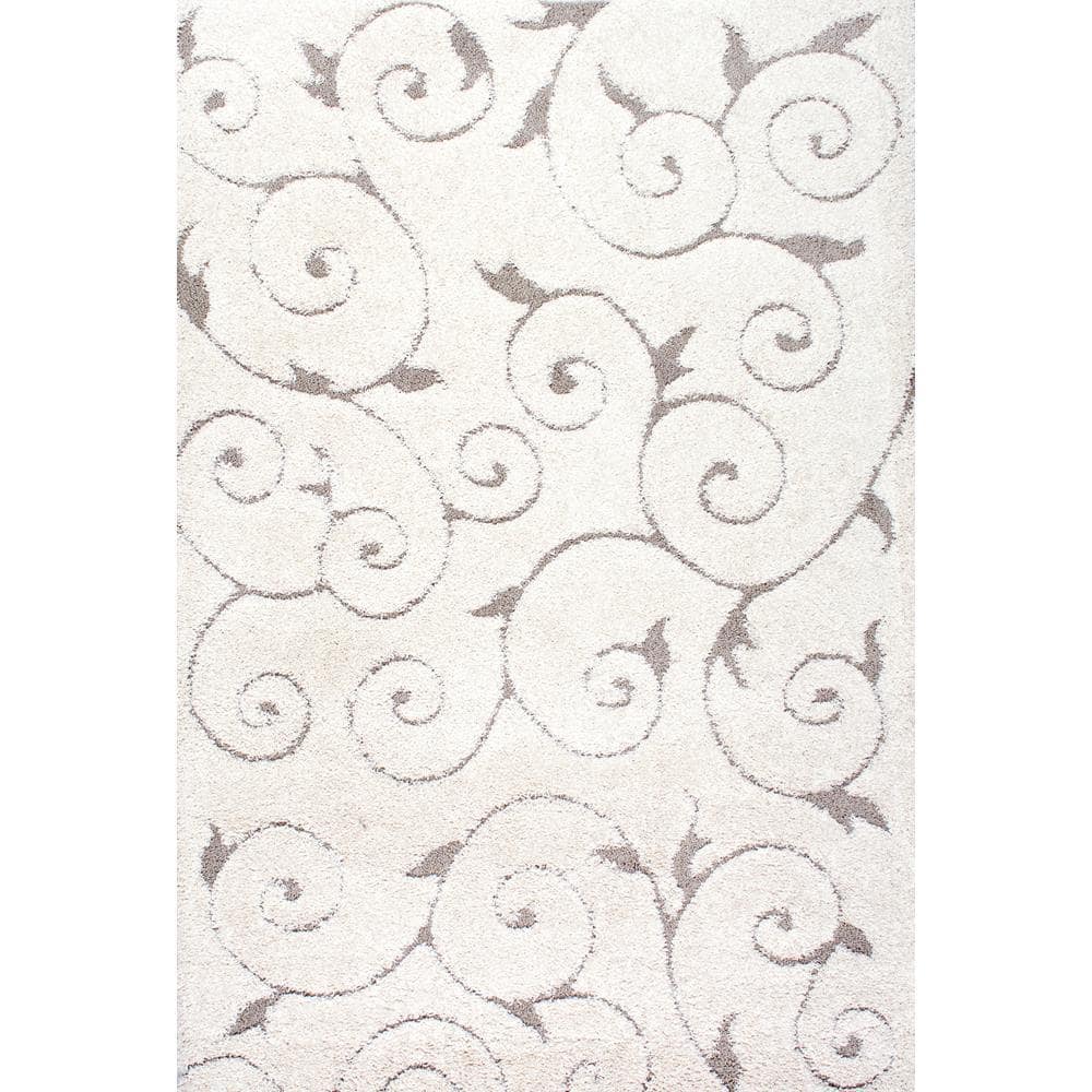 nuLOOM Maisha Abstract Shag Cream 9 ft. x 12 ft. Area Rug OZSG06A92012 The Home Depot