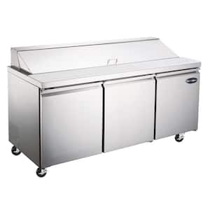 70.25 in. W 15.5 cu. ft. Commercial Food Prep Table Refrigerator Cooler in Stainless Steel
