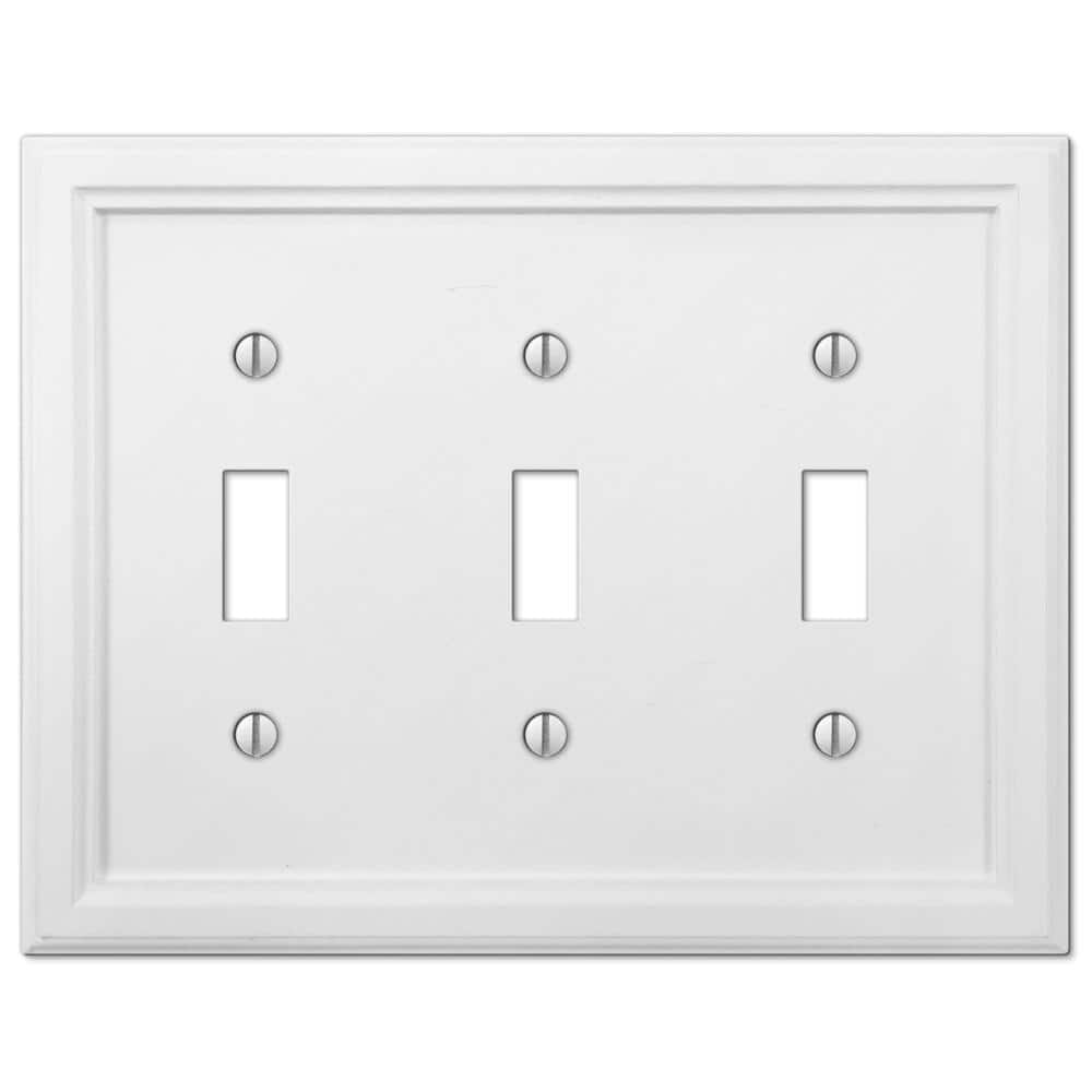 White Wood 3 Toggle Wallplate