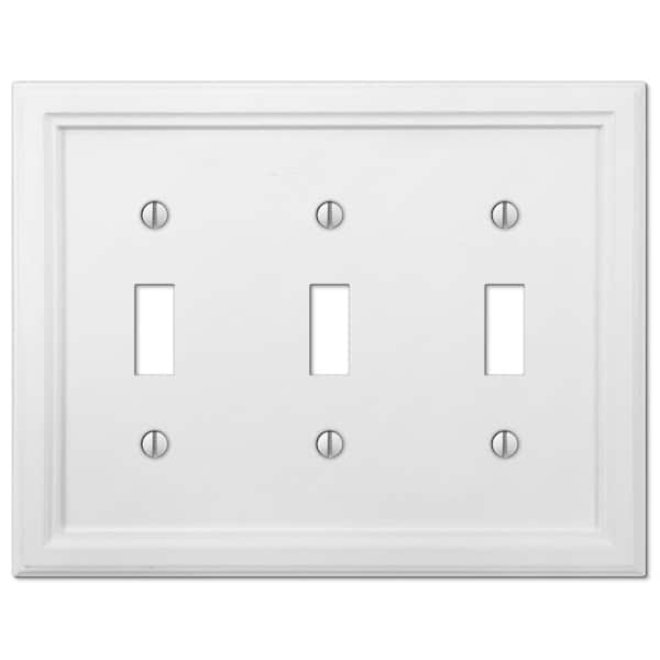 Amerelle Elly 3 Gang Toggle Composite Wall Plate White 4052tttw - Elumina Decor Wall Plate White