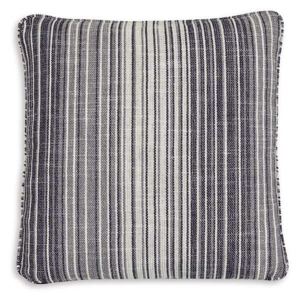 Chadby Next-Gen Nuvella White/Gray Striped Stain Resistant Polyester 22 in. L x 22 in. W Pillow