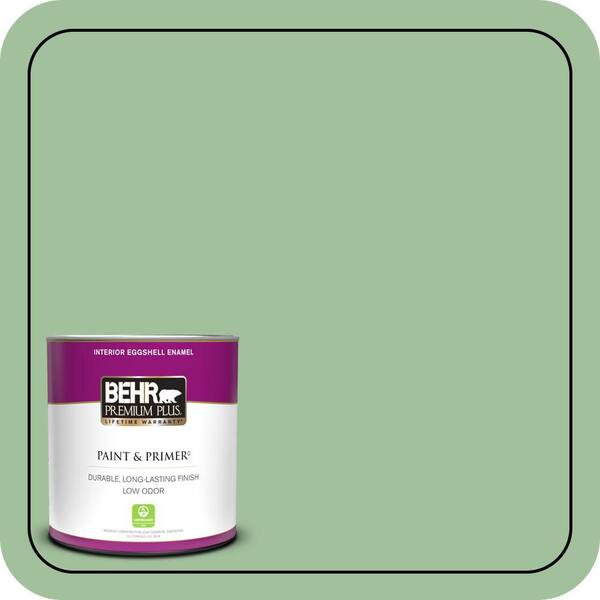 BEHR PREMIUM PLUS 1 qt. #BIC-25 Spring Sprig Eggshell Enamel Low Odor Interior Paint & Primer