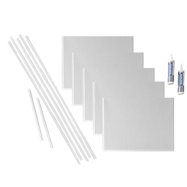 Fasade Rib 18 in. x 24 in. Gloss White Vinyl Decorative Wall Tile Backsplash 15 sq. ft. Kit