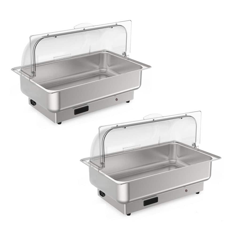 9 qt. Stainless Steel Chafing Dish Buffet Server, Roll Top Food Warmer with 1 Full-Size and 2 Half-Size Pans, (Set of 2) price history on PriceWatchPro