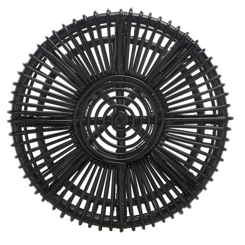 Jabez Black Rattan Round Accent Table