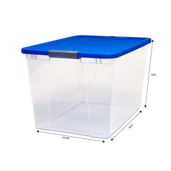 HOMZ 64 qt. Secure Latch Large Stackable Storage Container Bin in Clear  (4-Pack) 2 x 3364CLBLTSDC.02 - The Home Depot