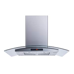 36 in. 439 CFM Convertible Island Mount Range Hood in Stainless Steel/Glass with Baffle Filters
