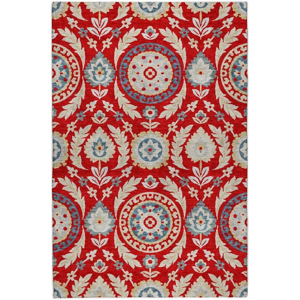 Dream Shag Premium Machine Washable Abstract ADS751 Red 9 ft. x 12 ft. Area Rug