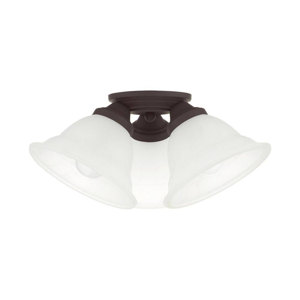 Wynnewood Bronze 3-Light Flush Mount with Gray Marble Glass