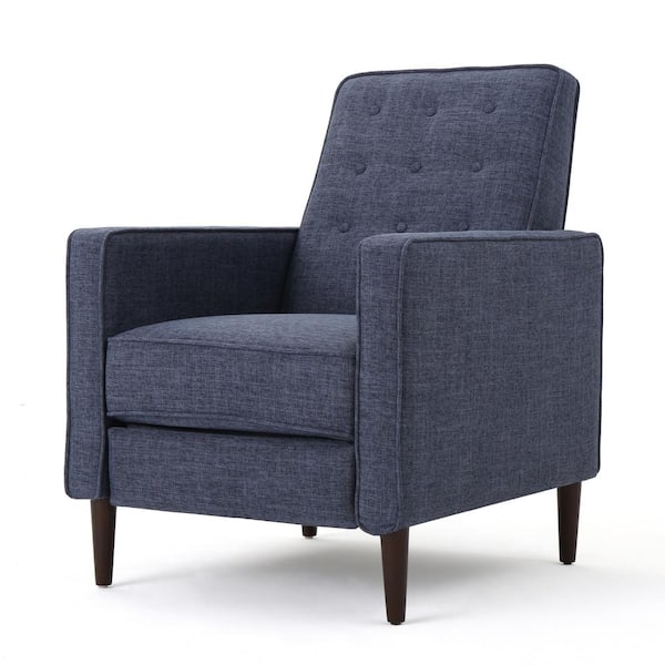 Noble House Deborah Dark Blue Polyester Standard (No Motion) Recliner with Tufted Cushions