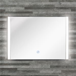Ethan 35.43 in. W x 24.02 in. H Frameless Rectangular LED Light Bathroom Vanity Mirror in Silver