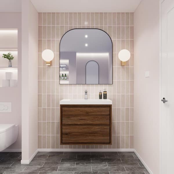 Moreno Bath Sage 29.5 in. W Bath Vanity in Rosewood with Reinforced Acrylic Vanity Top in White with White Basin