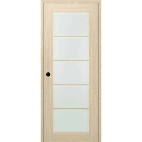 Belldinni 18 In X 96 In Vona Right Hand Solid Composite Core 5 Lite Frosted Glass Loire Ash