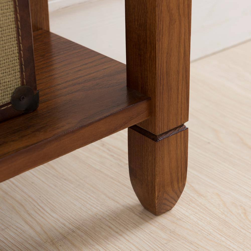 Rustic Oak and Slate Hall Console Table with Shelf