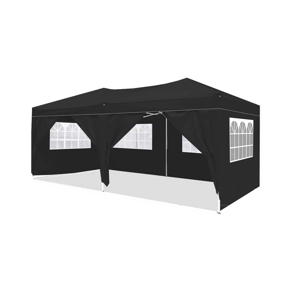 10 ft. x 20 ft. Black Outdoor Portable Folding Party Event Tent Pop Up Cano