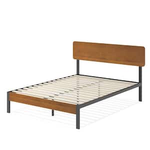 Brown Metal and Bamboo Frame Queen Platform Bed