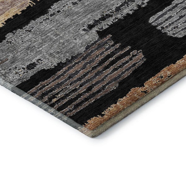 Mayfield Premium Machine Washable Abstract AMF1665 Black 3 ft. x 4 ft. Area Rug