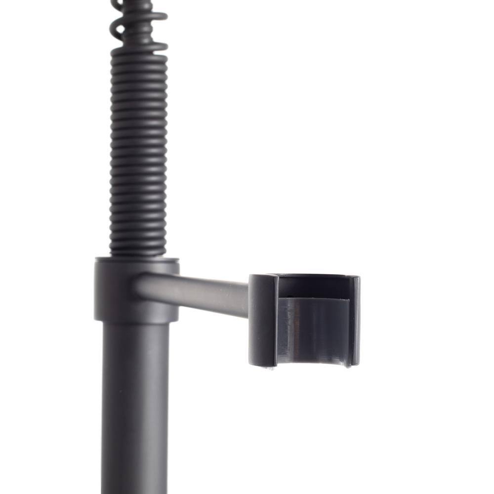 Matte Black Brass Kitchen Faucet with Pull-out Spray