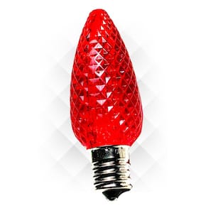 C9 LED Red Faceted Replacement Christmas Light Bulb (25-Pack)