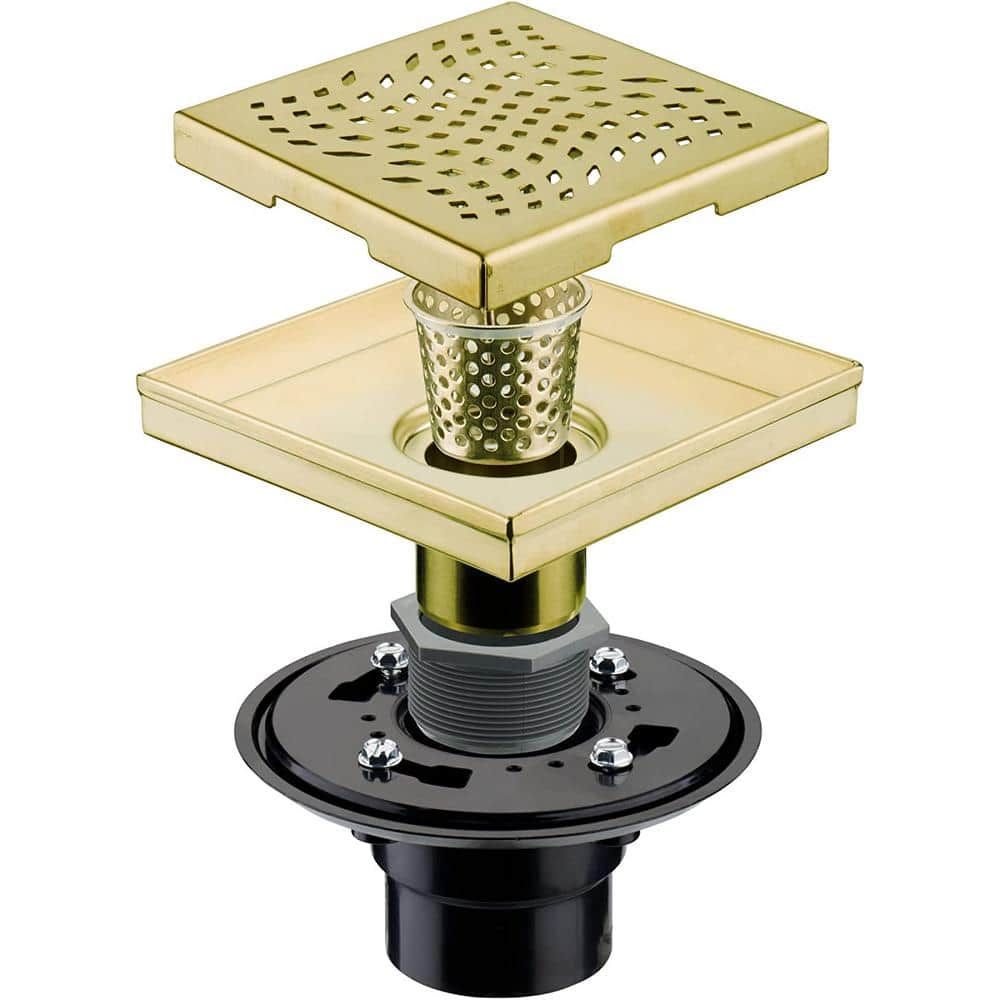 6 in. W X 6 in..DGolden With Flange Square Shower Drain Cover, Stainless St
