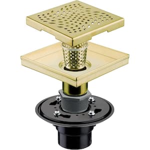 6 in. W X 6 in..DGolden With Flange Square Shower Drain Cover, Stainless Steel 6-In. Bathroom Shower Drainage Pipe