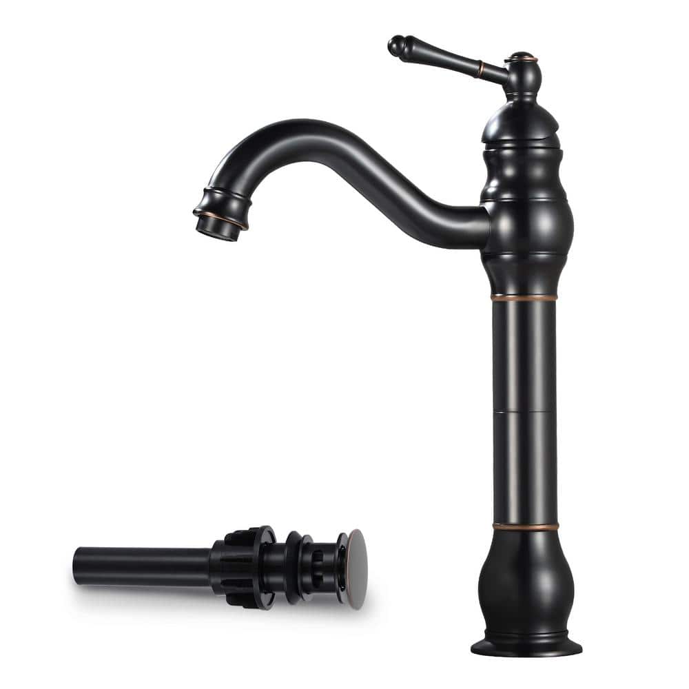 Single Hole Single Handle Waterfall Vessel Sink Faucet with Pop-Up Drain in
