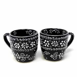 12 oz. Ink Mexican Pottery Ceramic Rounded Mugs