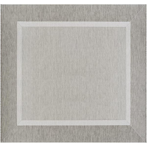 Recife Stria Texture Ivory-Taupe 8 ft. x 8 ft. Flatwoven Solid Square Indoor/Outdoor Area Rug