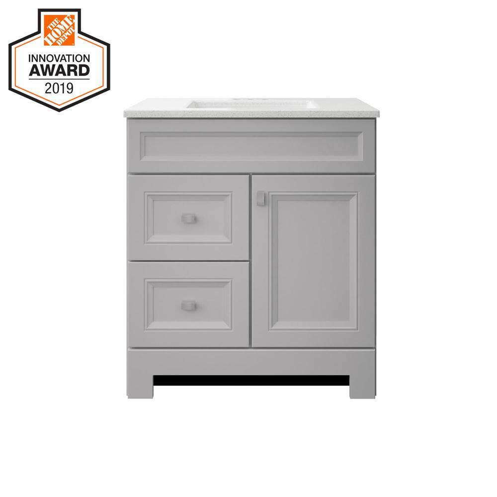 Home Decorators Collection Sedgewood 30-1/2 in. Configurable Bath Vanity in Dove Gray with Solid Surface Top in Arctic with White Sink