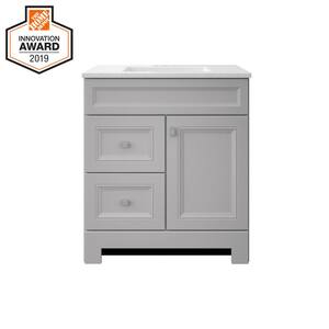 Sedgewood 30-1/2 in. Configurable Bath Vanity in Dove Gray with Solid Surface Top in Arctic with White Sink