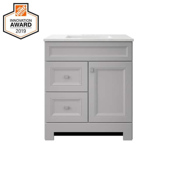 Sedgewood 30.5 in. W x 18.75 in. D x 34.375 in. H Single Sink Bath Vanity in Dove Gray with Arctic Solid Surface Top