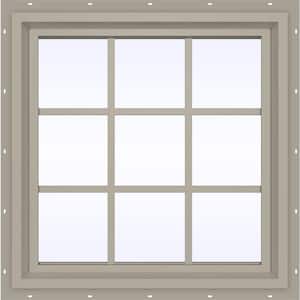 23.5 in. x 23.5 in. V-4500 Series Desert Sand Vinyl Fixed Picture Window with Colonial Grids/Grilles