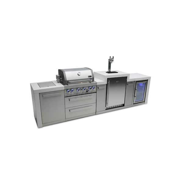 Deluxe Series 6-Burner Outdoor Kitchen Propane Natural Gas with Fridge Cabinet Kegerator Grill Island in Stainless Steel
