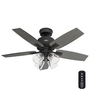 Gatlinburg 44 in. Indoor Matte Black Ceiling Fan with Light Kit and Remote Included