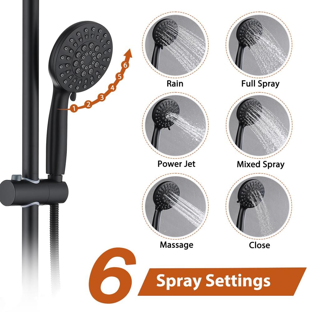 Large Matte Black Round Rain Shower Head with Handheld