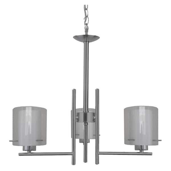 Filament Design 3-Light Chrome Chandelier with Flat White and Clear Glass Shade
